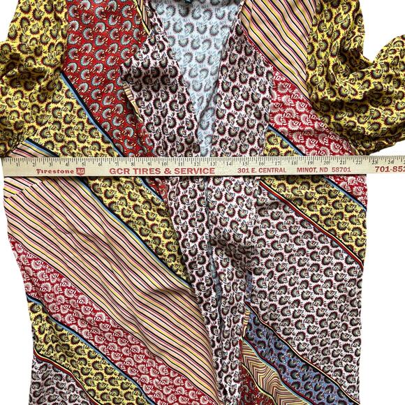 Cabi Poet Kimono Duster Jacket  5664Size Large Yellow Gold Patchwork Floral Boho - Picture 8 of 11